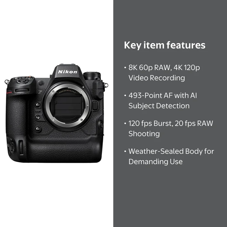 Nikon Z9 Mirrorless Camera (Body Only) with 2 Pack 128GB Memory