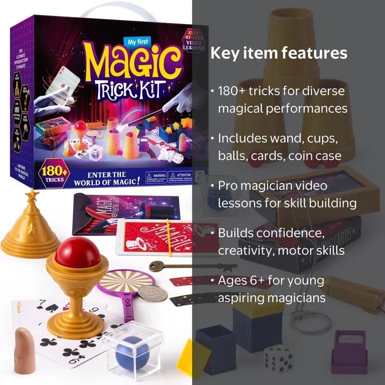 KLEVER KITS, Magic Kit for Kids, 180+ Tricks, Includes Illusion
