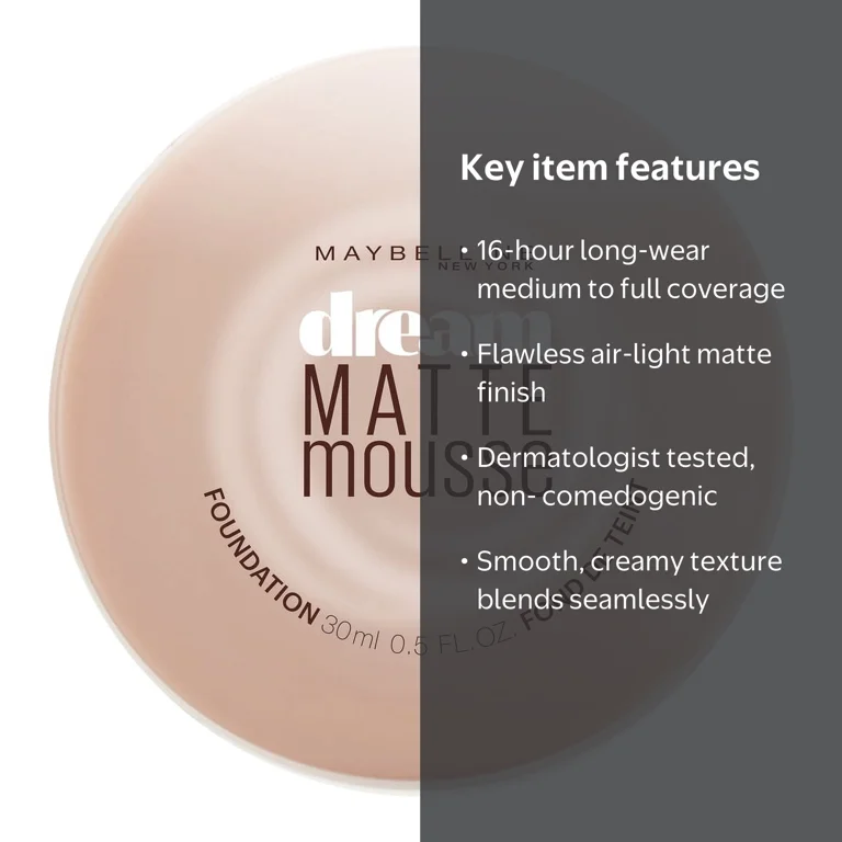 Maybelline New York Dream Matte Mousse Foundation, Light Beige
