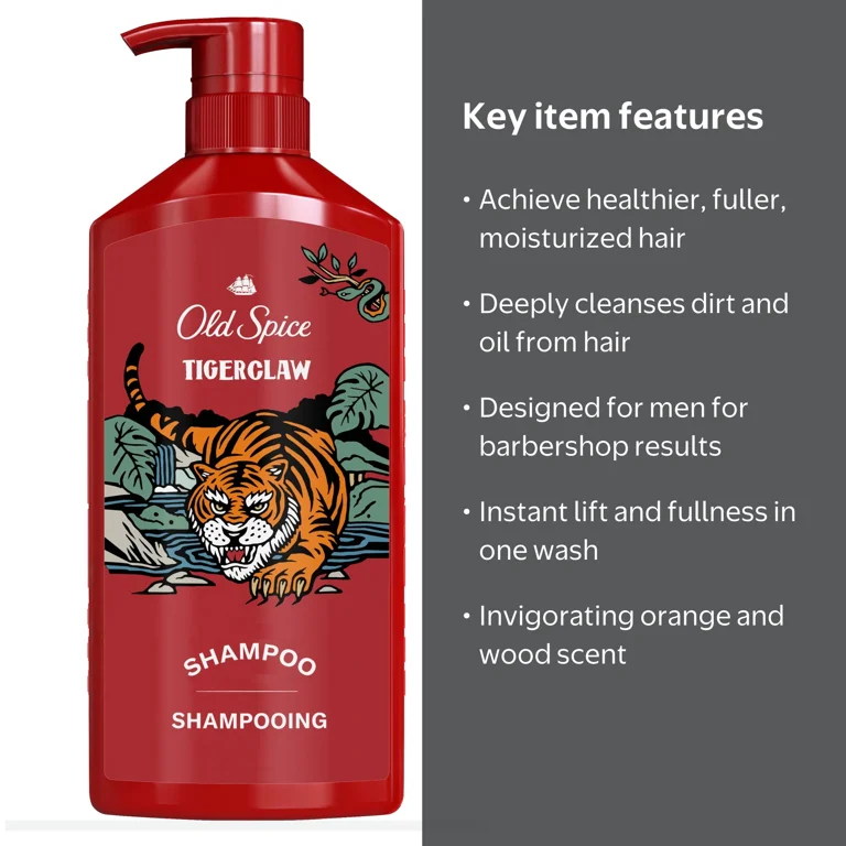 Old Spice Tiger Claw Shampoo for Men, Healthier, Fuller, More