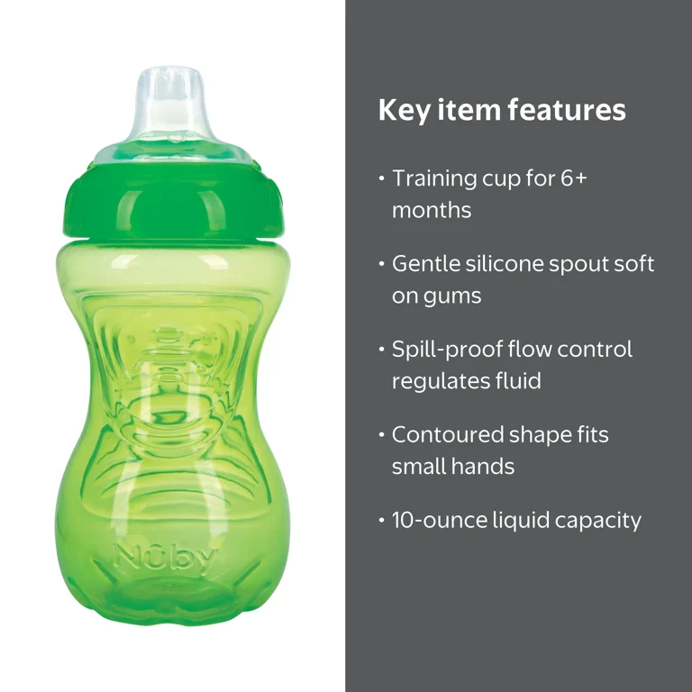 Nuby No-Spill Trainer Sippy Cup for Toddlers and Babies, Easy-Grip