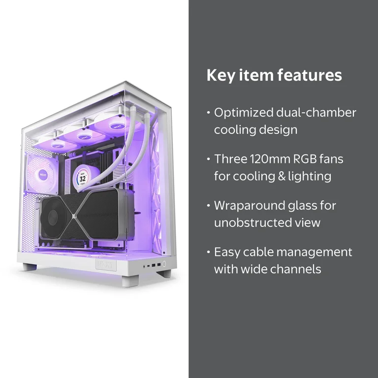 NZXT H6 Flow RGB Compact Dual-Chamber ATX Mid-Tower Case - Walmart.com