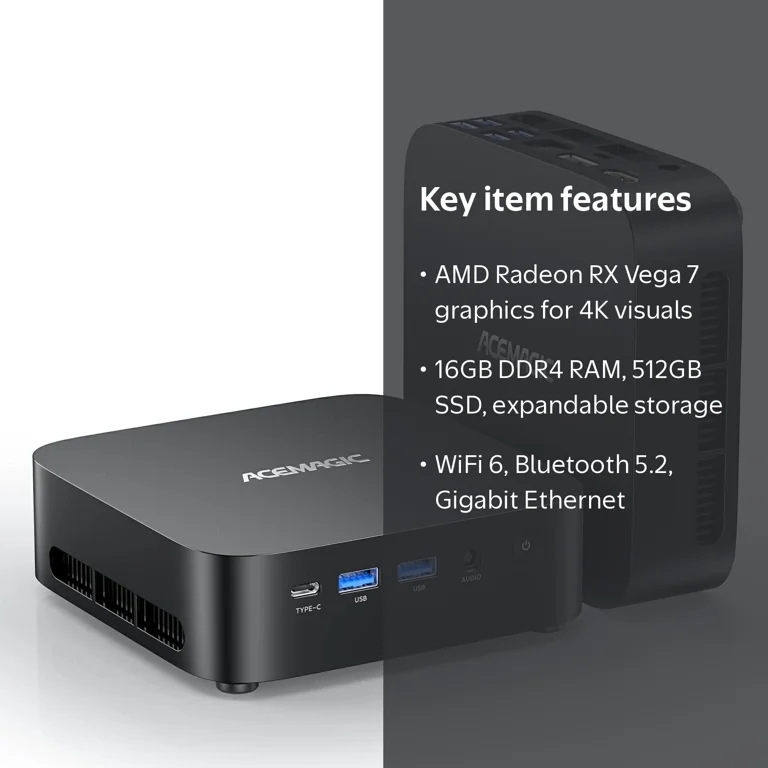 NipogiミニPC Ryzen5pro 16GB+512GB NIPOGI, Mini Gaming PC, AMD Ryzen 5 7430U, 16GB DDR4, 512GB SSD