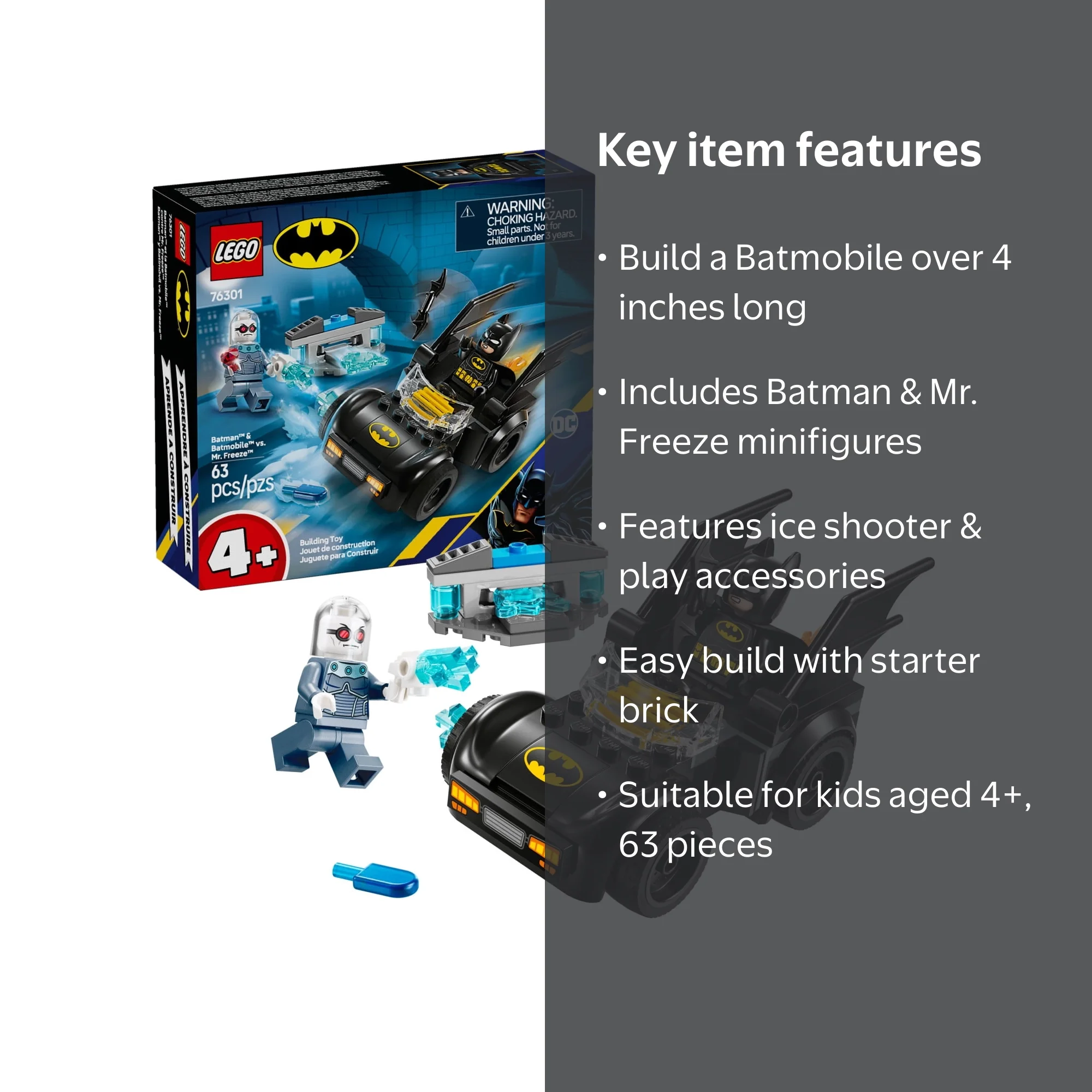 LEGO, DC Batman & Batmobile vs. Mr. Freeze Set, 76301, Buildable