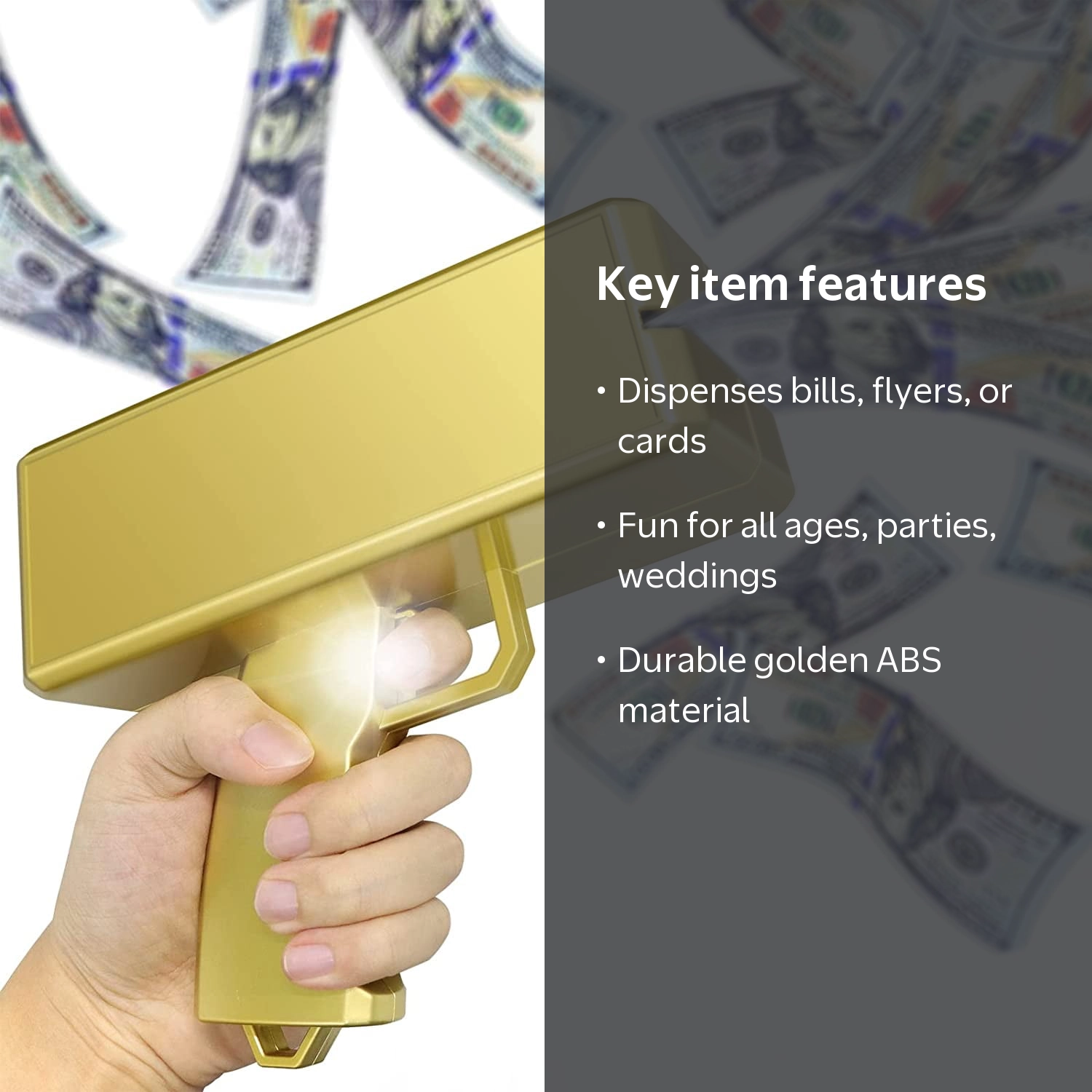 Kids Realistic Machine Launcher - Gold Money Gun, Super Fun Toy