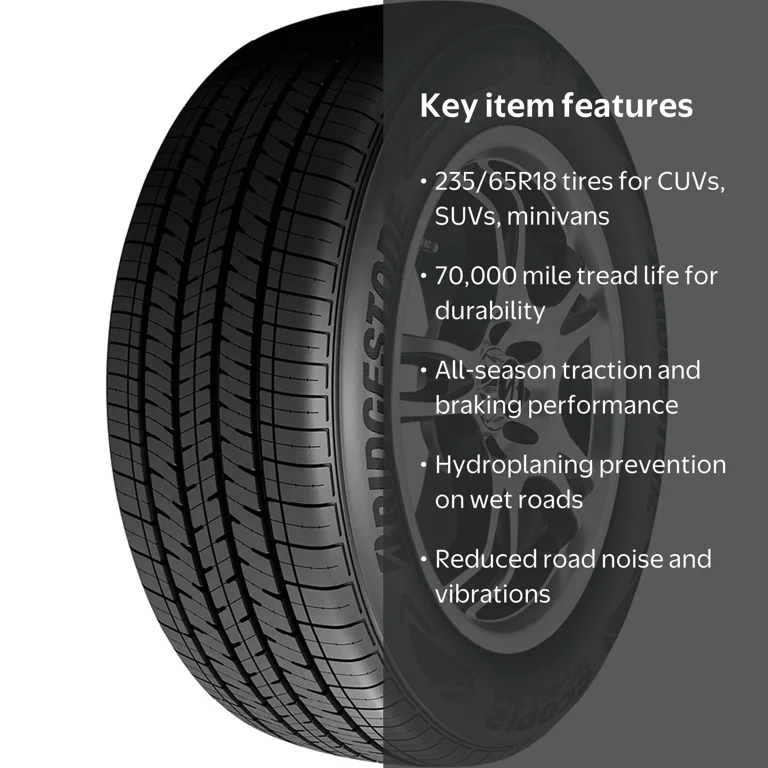 Bridgestone, Passenger Tire, 235/65R18, All Season, 70,000 Mile