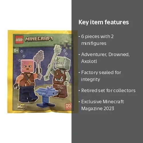 LEGO Minecraft Adventurer Drowned Axolotl Paper Bag 662303, 6pc