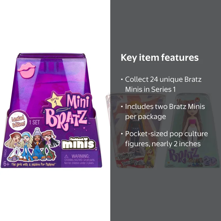 Bratz Series 1 Flashback Minis Mystery Pack, 2 RANDOM Figures
