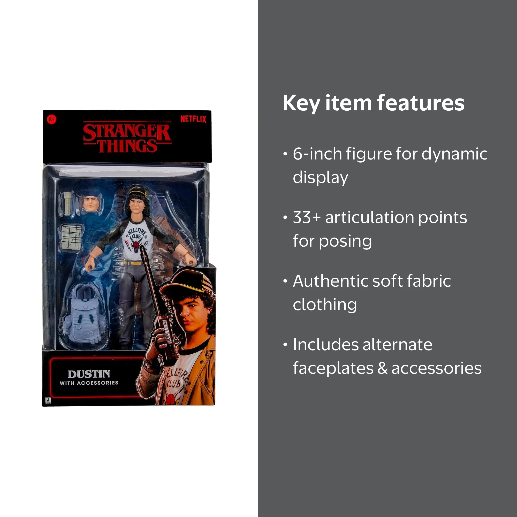 Stranger Things Dustin Upside Down Collector Figure - 6 inch