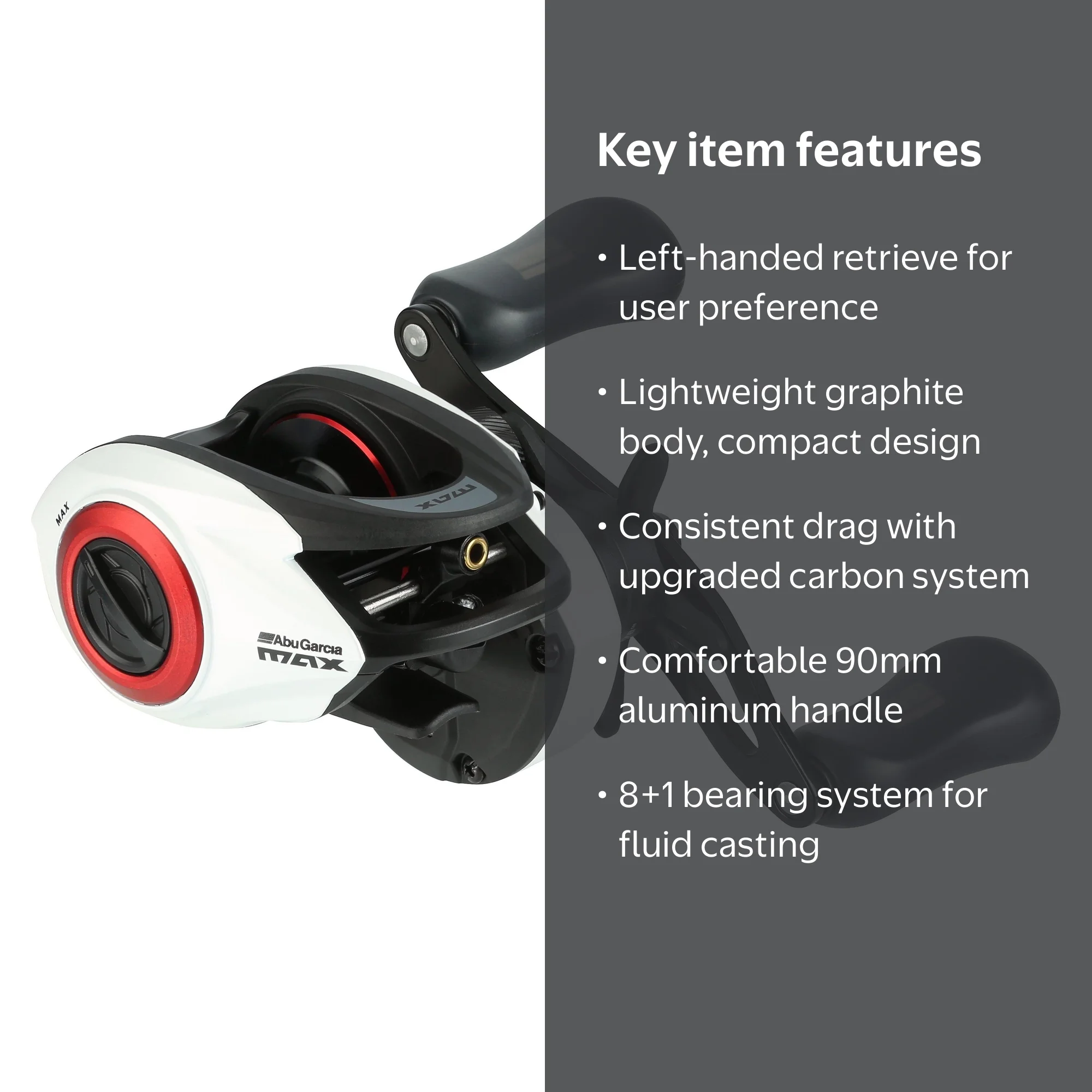 Abu Garcia Max Pro Low Profile Baitcast Fishing Reel, Left-Handed