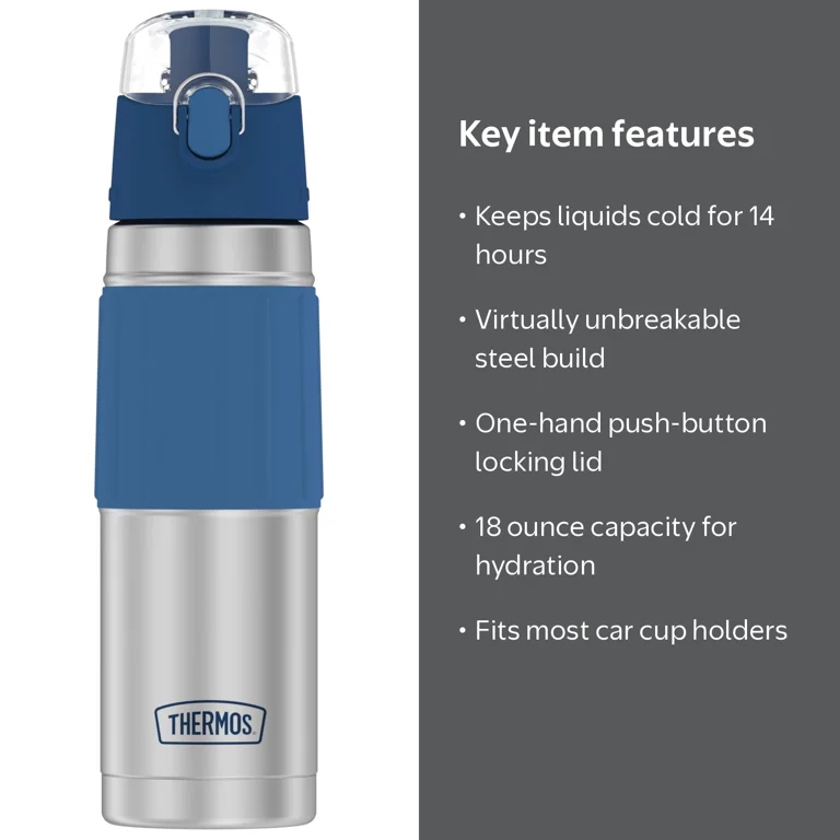 Thermos, Hydration Bottle, 18 Ounce, Vacuum-Insulated Stainless
