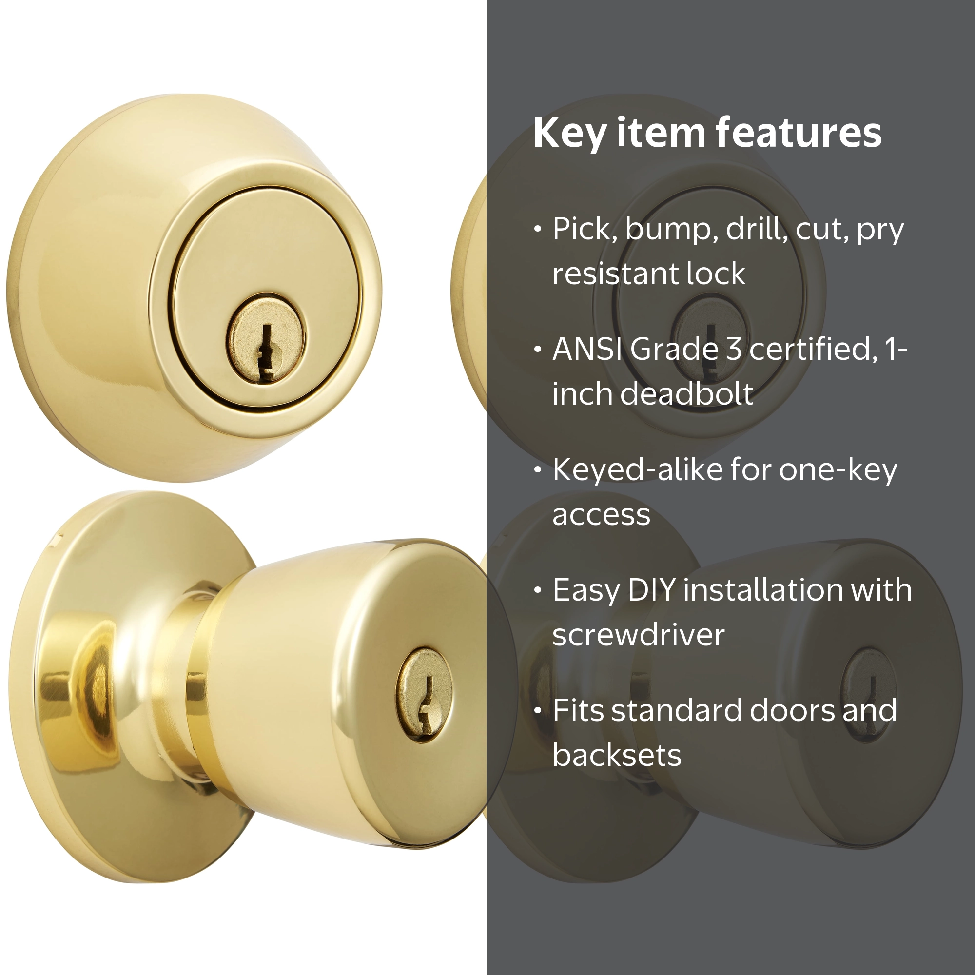 Free Shipping! Hyper Tough Keyed Entry Doorknob and Deadbolt Set