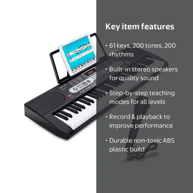 SUGIFT 61 Key Portable Electric Piano Keyboard with Microphone