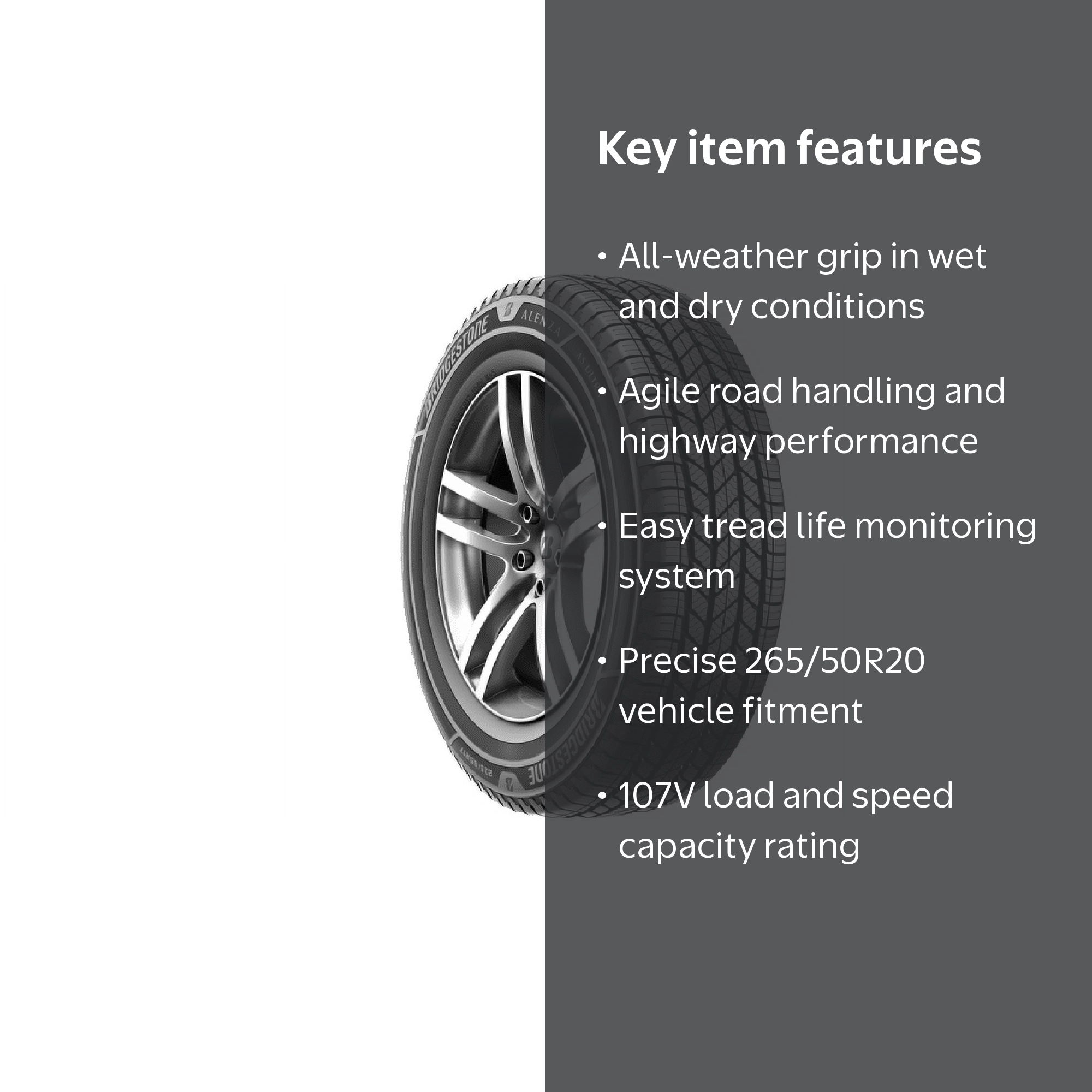Bridgestone Alenza AS Ultra 265/50R20 107V BSW - Walmart.com