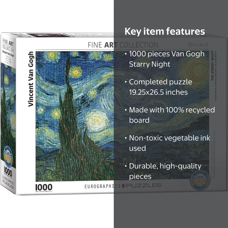 Eurographics, Puzzle, 1000 Piece, Starry Night Vincent Van Gogh