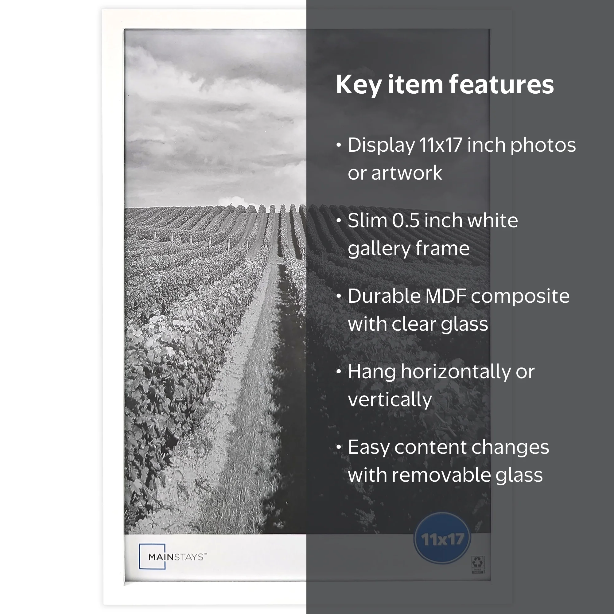 Mainstays – 11x17 Picture Frame – White Gallery Linear Program