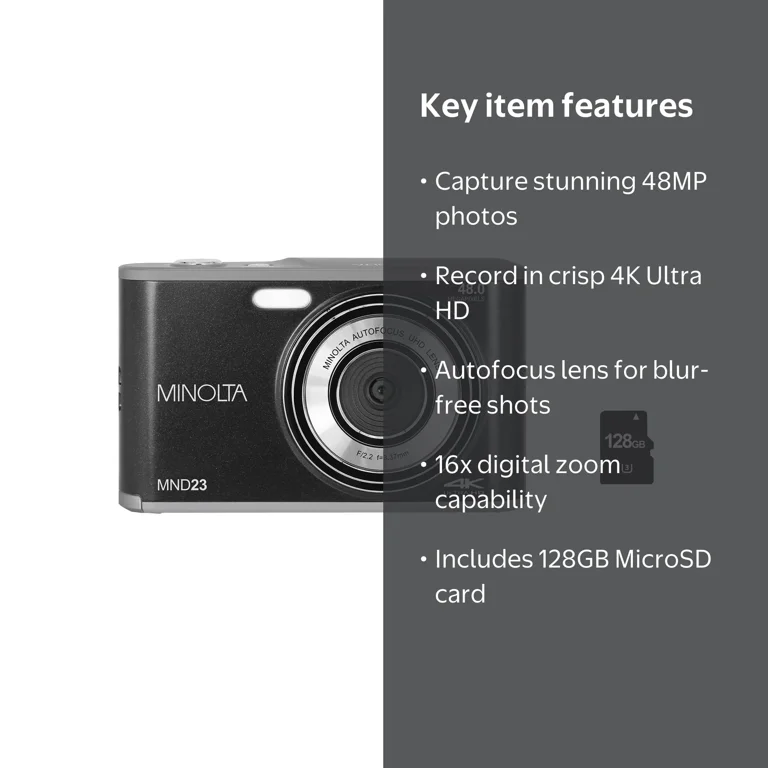 Minolta MND23 48 Megapixels Point and Shoot Selfie Digital Camera