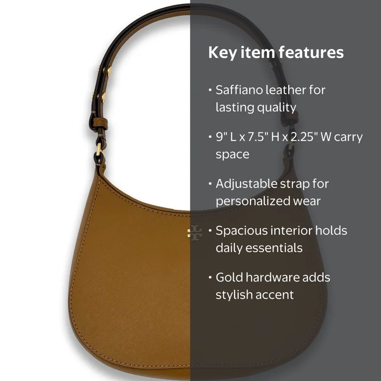 Tory Burch 150258 Emerson Moose Brown Saffiano Leather With Gold