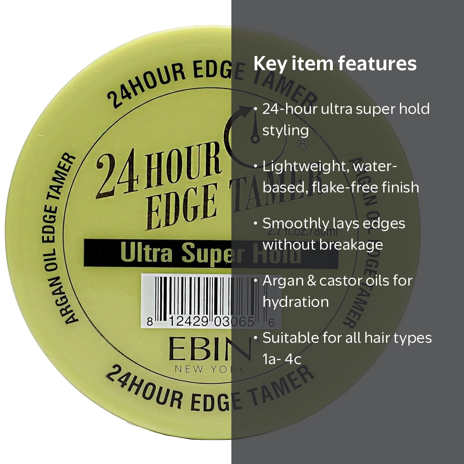 EBIN New York 24 Hour Edge Tamer - Ultra Super Hold, No Flaking