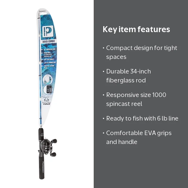Realtree Blue Wave Dock Fiberglass Spincast Rod and Reel Combo