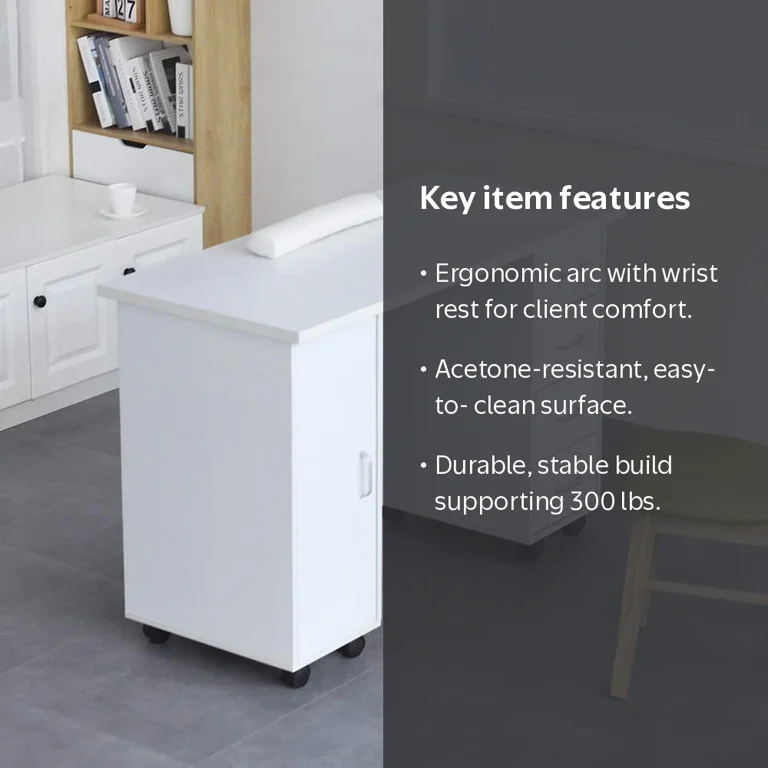 Ktaxon Manicure Nail Table with Drawers and Ergonomic Design