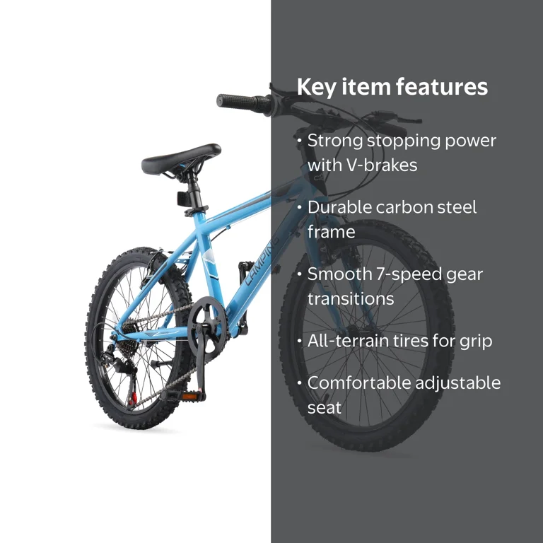 Ktaxon 20in Mountain Bike 7 Speed with Steel Frame, V Brake, Blue