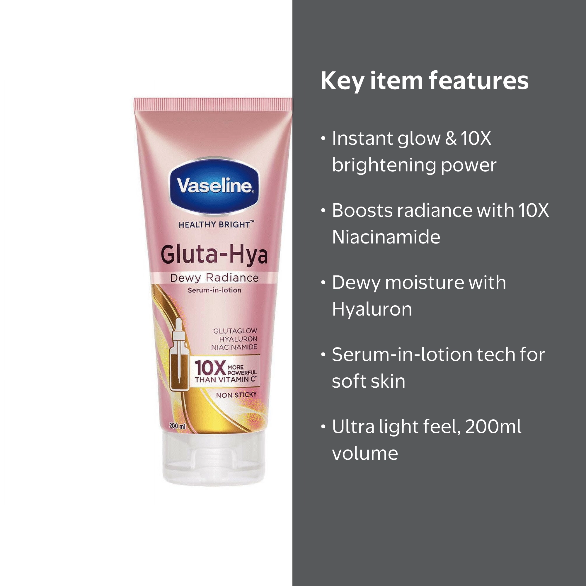 Vaseline Gluta-Hya Dewy Radiance Serum-In-Lotion 200ml - Glowing