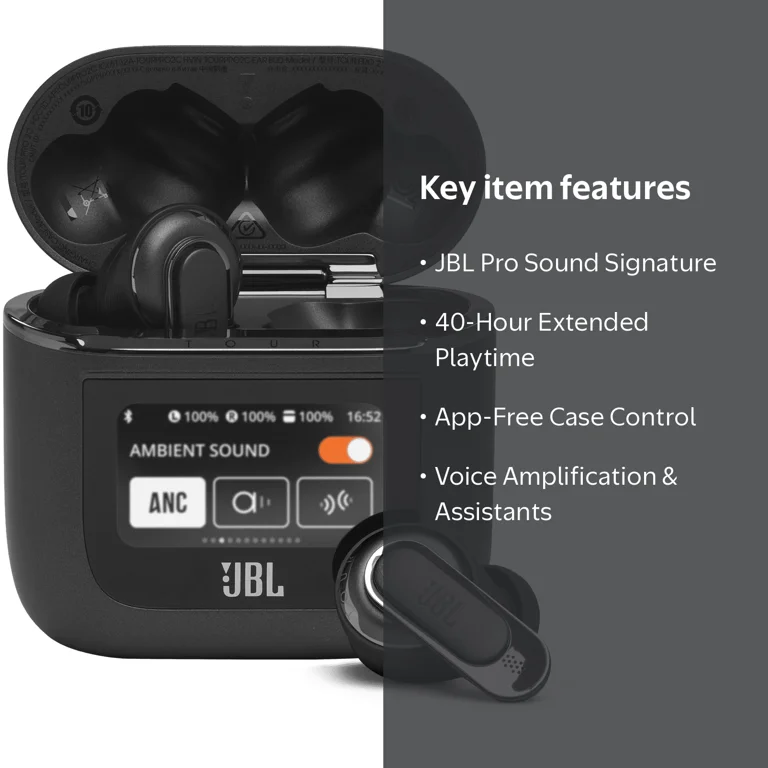 JBL Tour Pro 2, True Wireless Noise Cancelling Earbuds, Smart