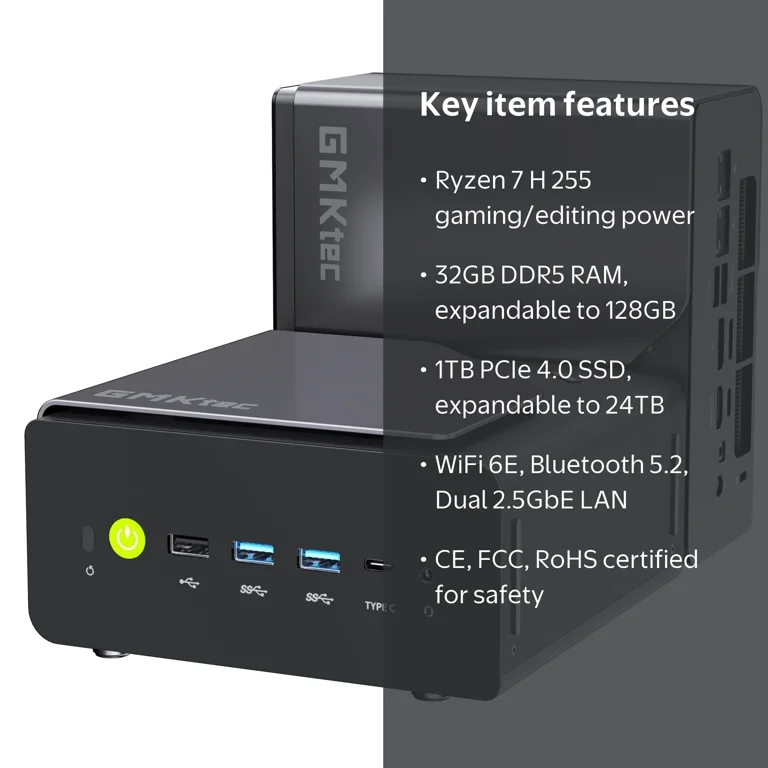 GMKtec, Mini Gaming PC, 32GB DDR5 RAM, 1TB SSD, WiFi 6E - Walmart.com