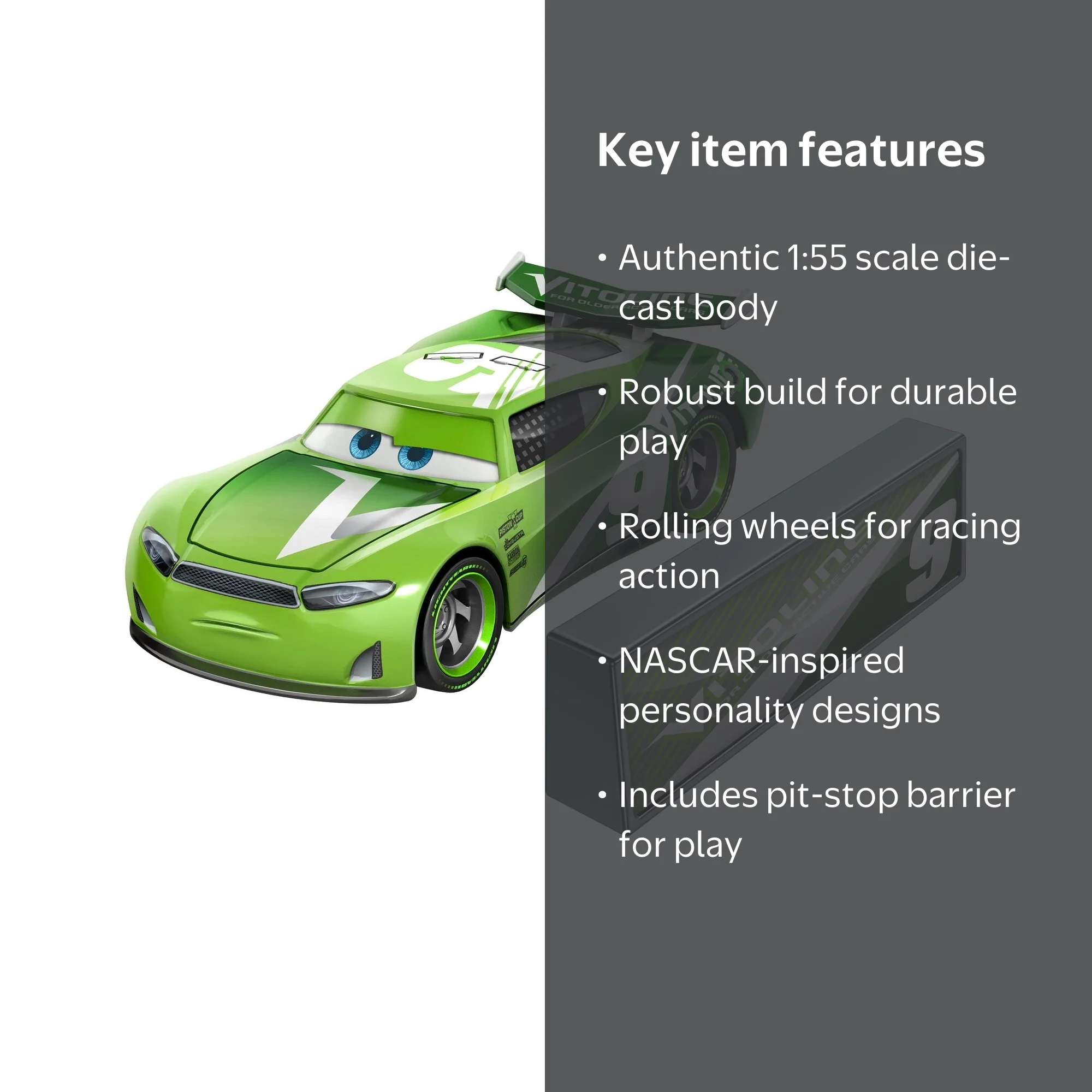 Disney Pixar Cars Nascar Singles, 1:55 Die-Cast Chase Racelott Car