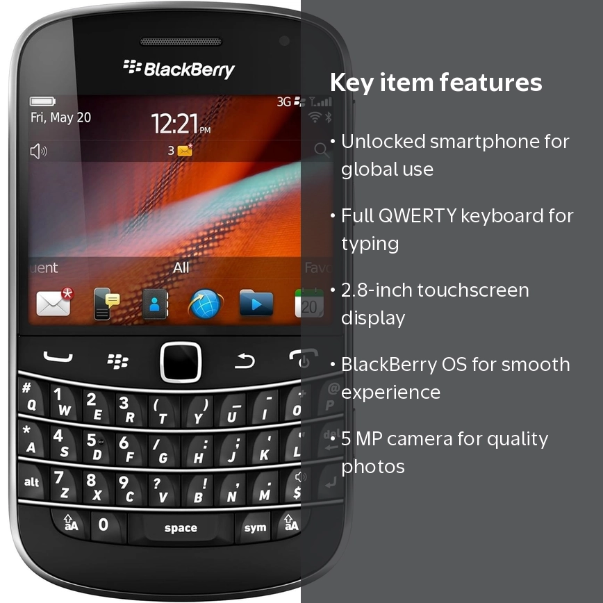 Refurbished Blackberry Bold 9900 Unlocked International Cell Phone