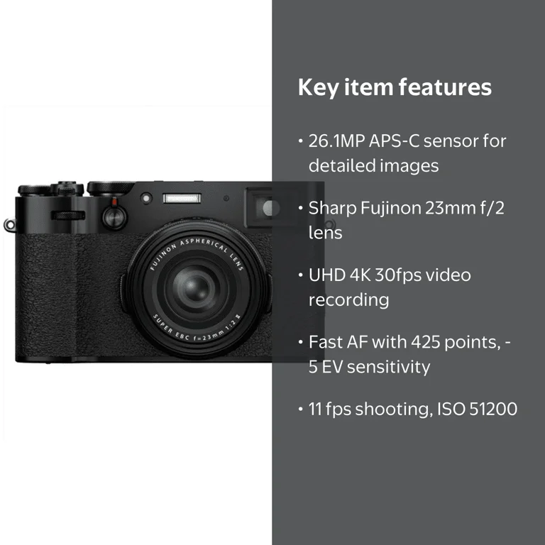 Fujifilm X100V 26.1MP 4K Digital Camera Black - Compact