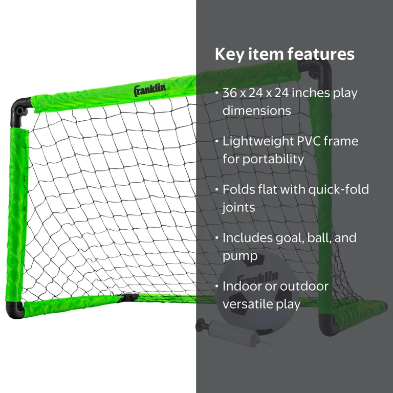 Franklin Sports Mini Soccer Goal Set, Green, 36 Franklin Sports Mini Soccer Goal Set, Green, 36
