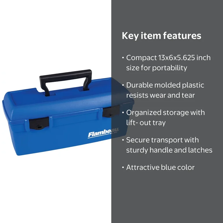 Flambeau Tackle Storage Box with Lift-Out Tray, 13 Inch, Blue
