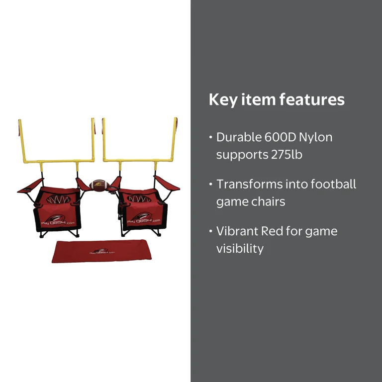 QB54 Outdoor Football Toss Game Set, Red, Includes Chairs and