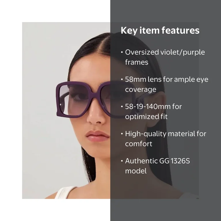 Gucci, Women's Fashion Sunglasses, GG 1326S 003, Violet Purple