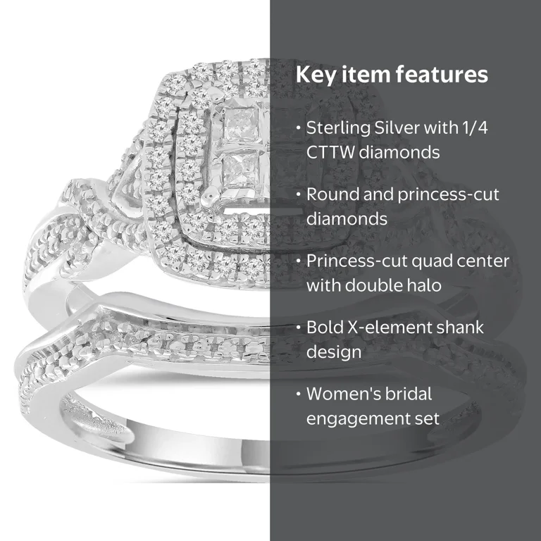 Free Shipping! Forever Bride Sterling Silver 1/4 CTTW Diamond