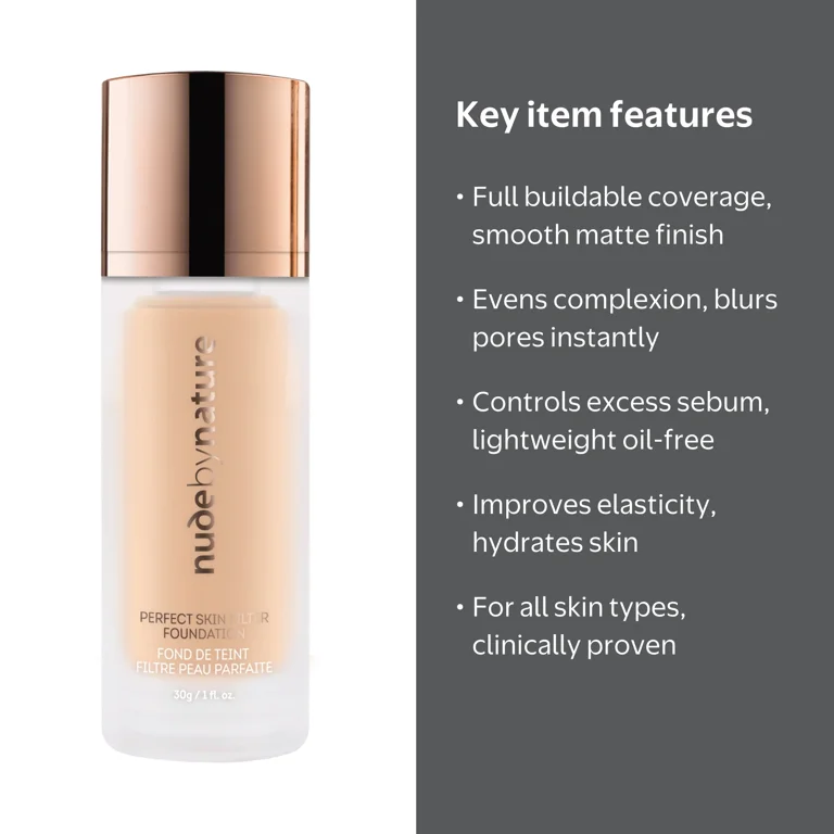Wit Wrinkle Care Foundation ナチュラルベージュ Nude by Nature Perfect Skin Filter Foundation, W4 Soft Sand