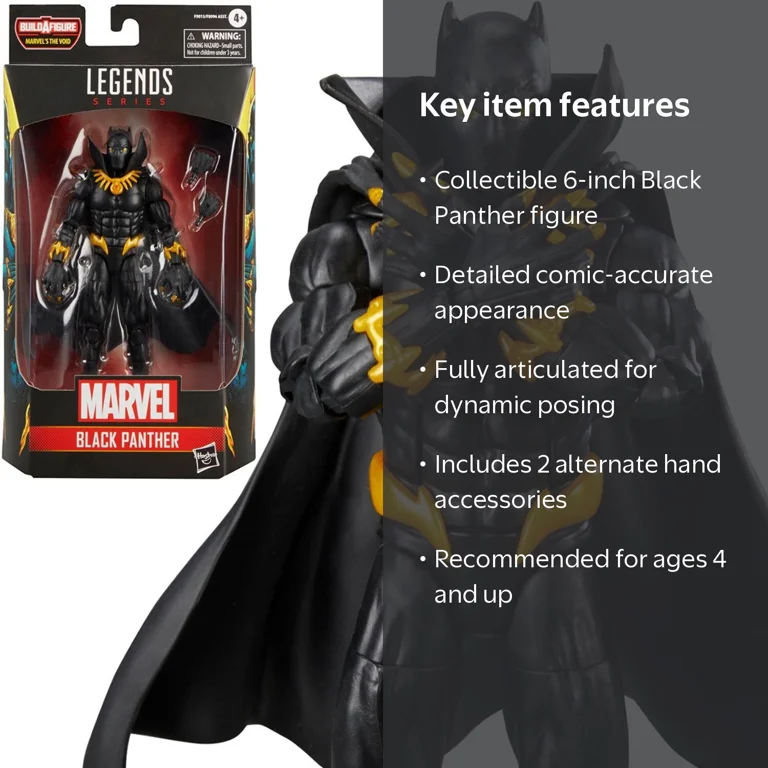 Hasbro, Marvel Legends Black Panther action figure, multicolor, 6 Hasbro, Marvel Legends Black Panther action figure, multicolor, 6