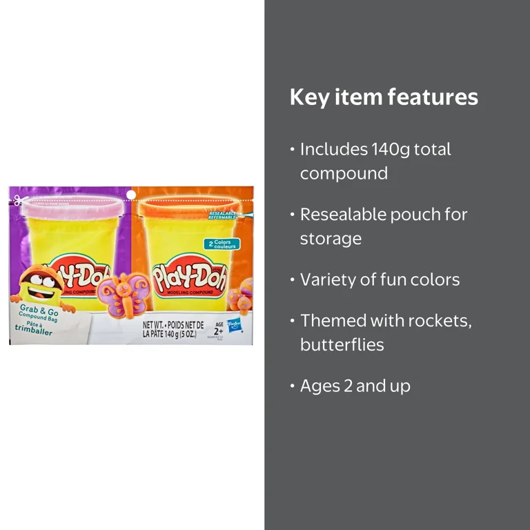 Play-Doh Grab & Go Compound Bag - 2 Colors 5oz - Walmart.com
