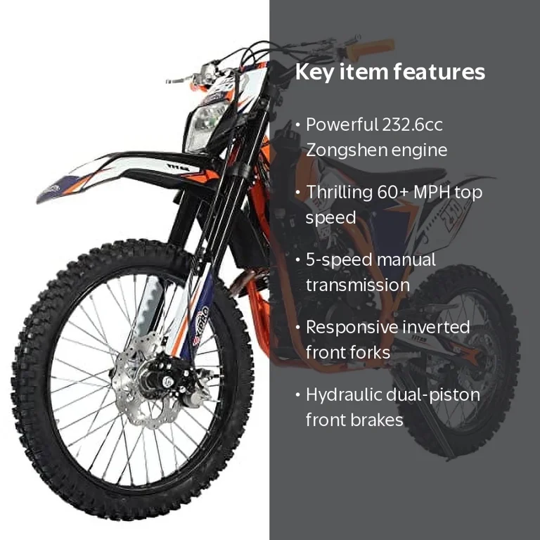 X-Pro Brand New 250cc Gas Dirt Bike, 5-Speed Manual, Electric/Kick