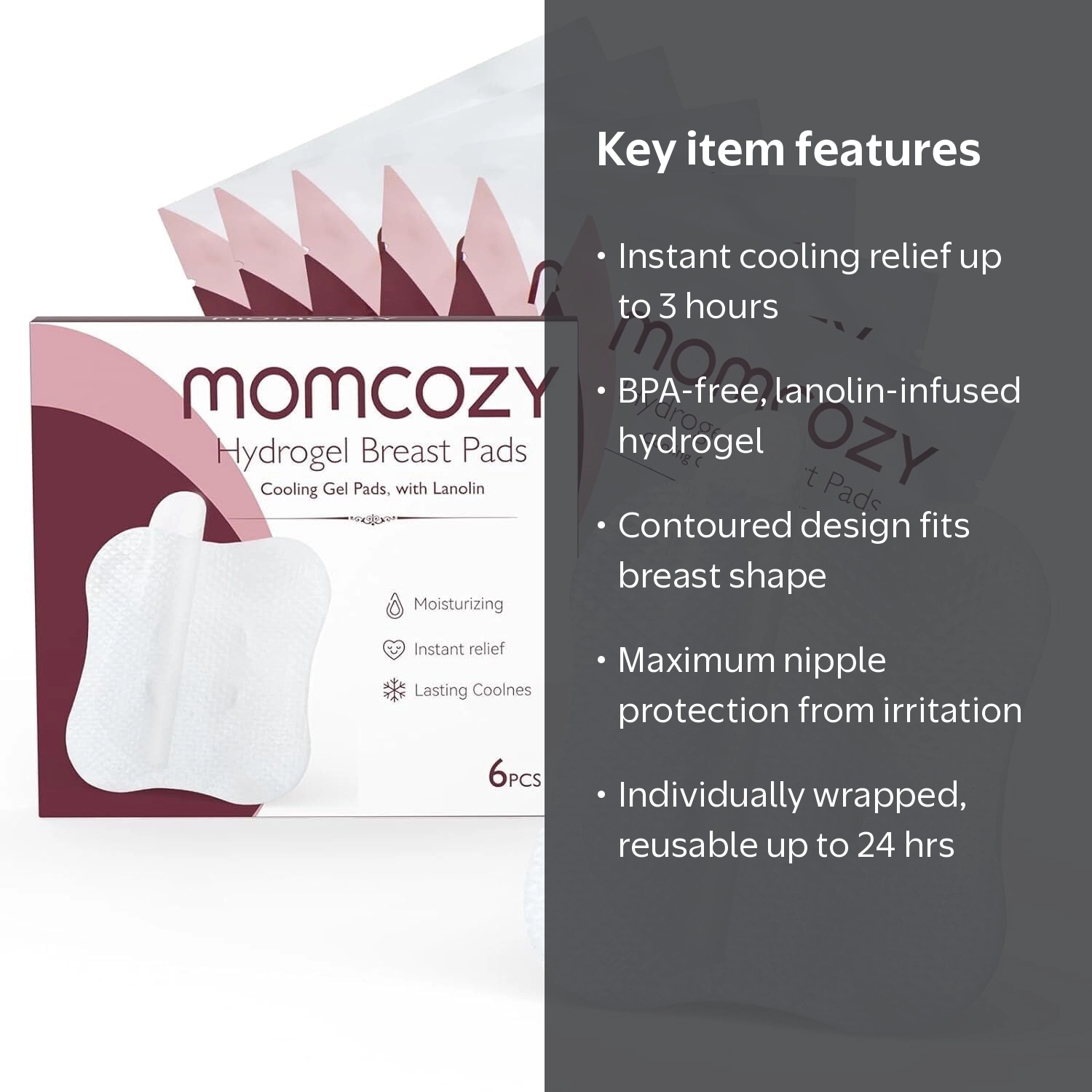 Momcozy Hydrogel Nursing Pads, Soothing Lanolin, 6 PCS - Walmart.com