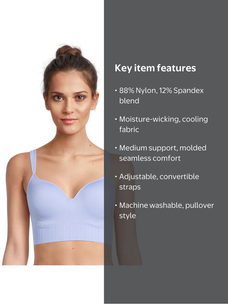 Avia Women's Medium Support Molded Plunge Sports Bra, Sizes S-3XL