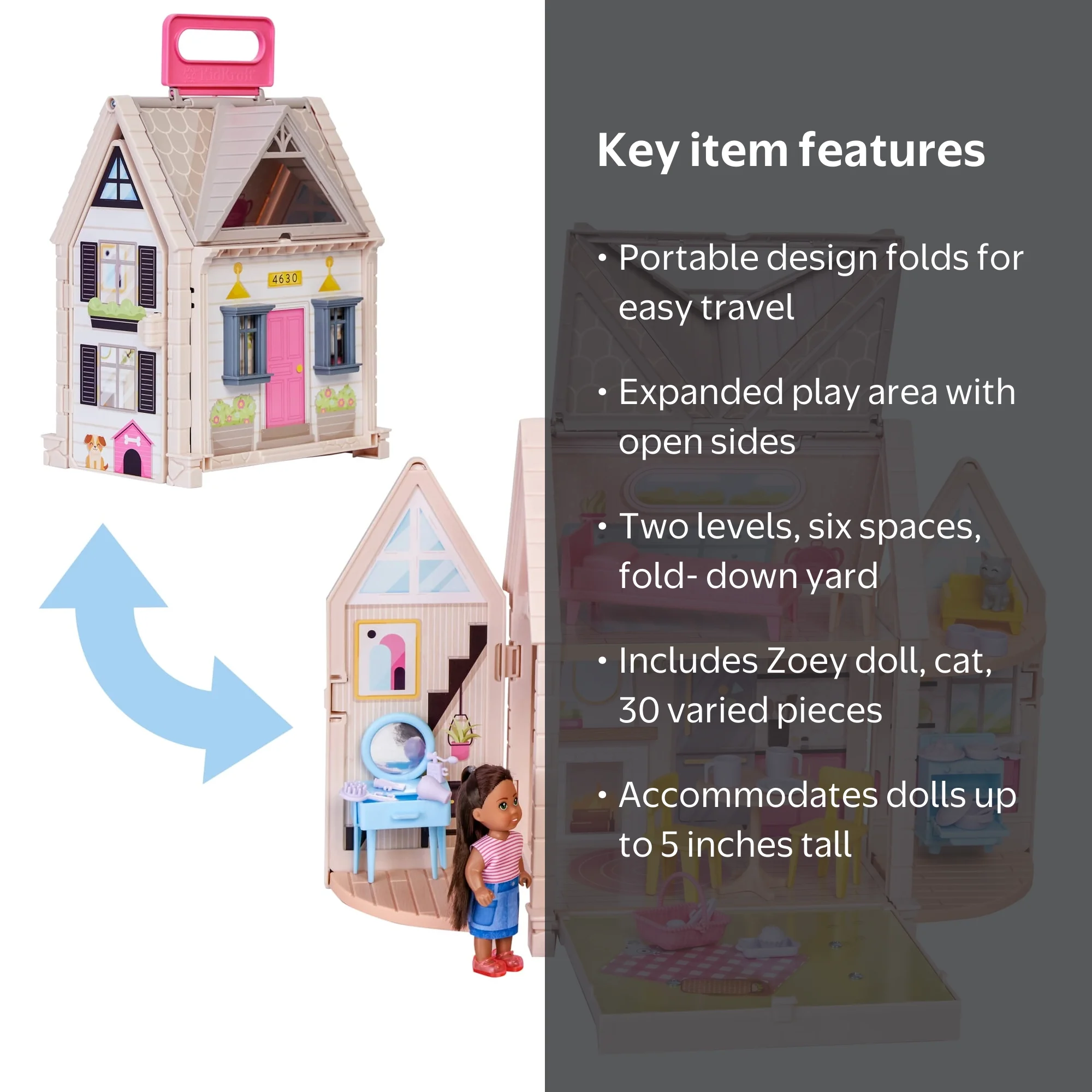 KidKraft Tote-ables™ Portable Cottage Dollhouse with Doll Included
