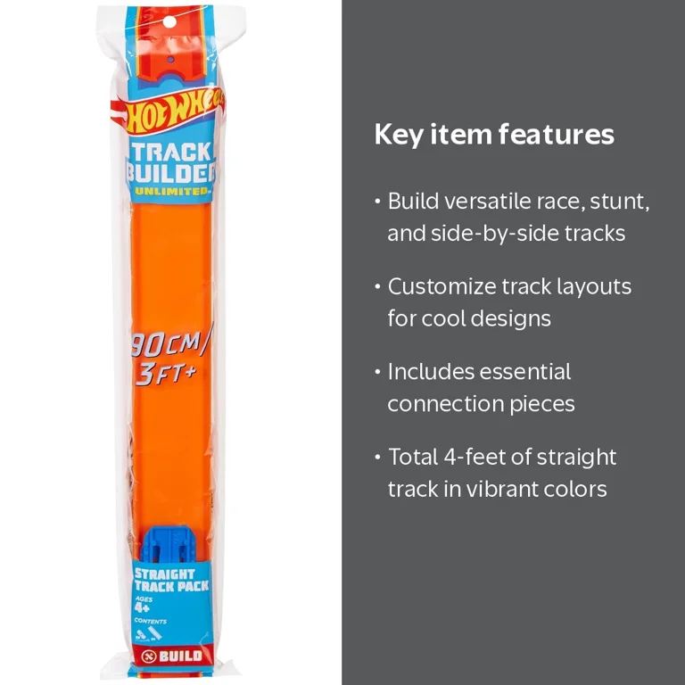 Hot Wheels, Track Builder 4' Straight Track, Assorted Colors