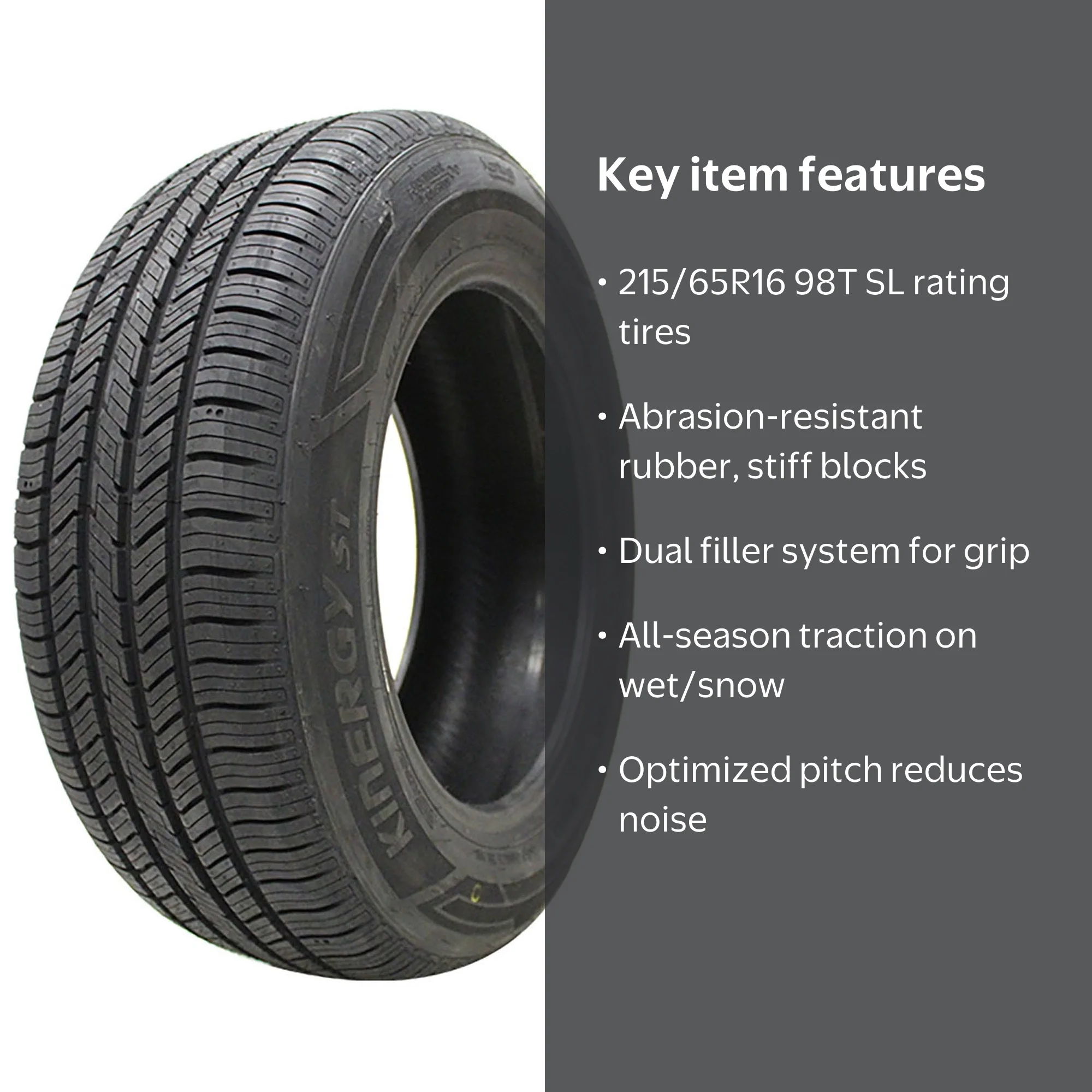 Hankook, Passenger Tire, 215/65R16 98T, All Season Black - Walmart.com