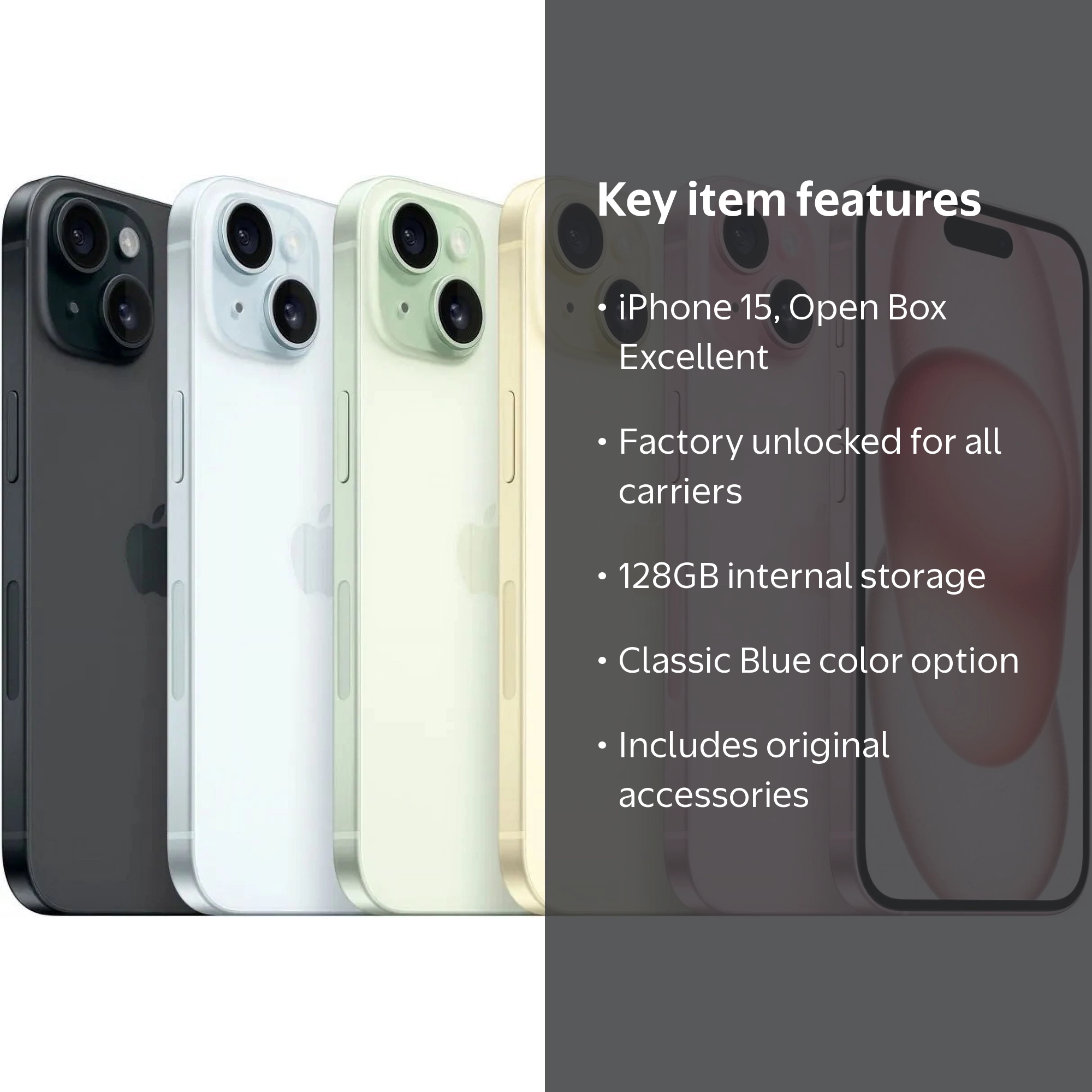 Open Box Apple iPhone 15 - Carrier Unlocked - 128GB Blue - Walmart.com