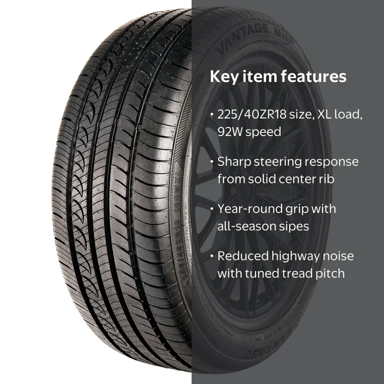 Vantage UHP All Season 225/40ZR18 92W XL Passenger Tire - Walmart.com