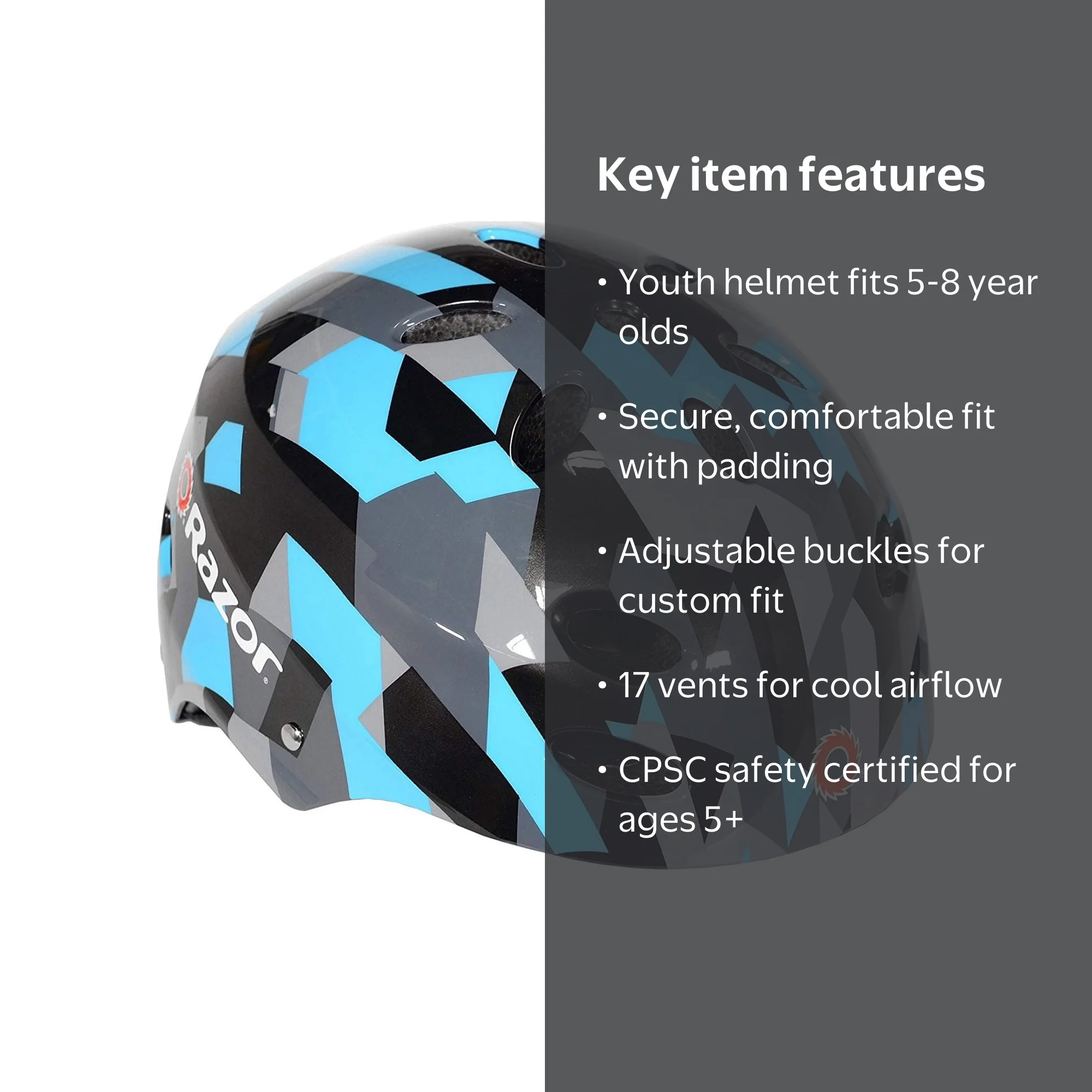 Razor V17 Geo Multi-Sport Child's Helmet, Black/Blue - Walmart.com