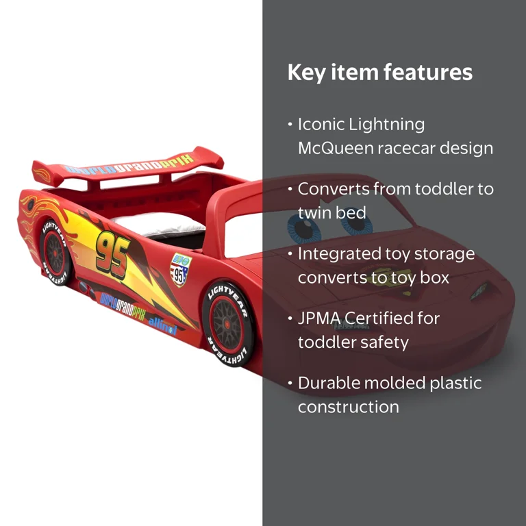 Disney/Pixar Cars Lightning McQueen Toddler-To-Twin Bed with Toy